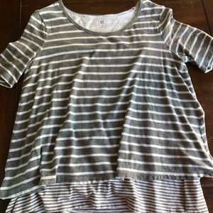 Gap nursing top gray and white stripes large